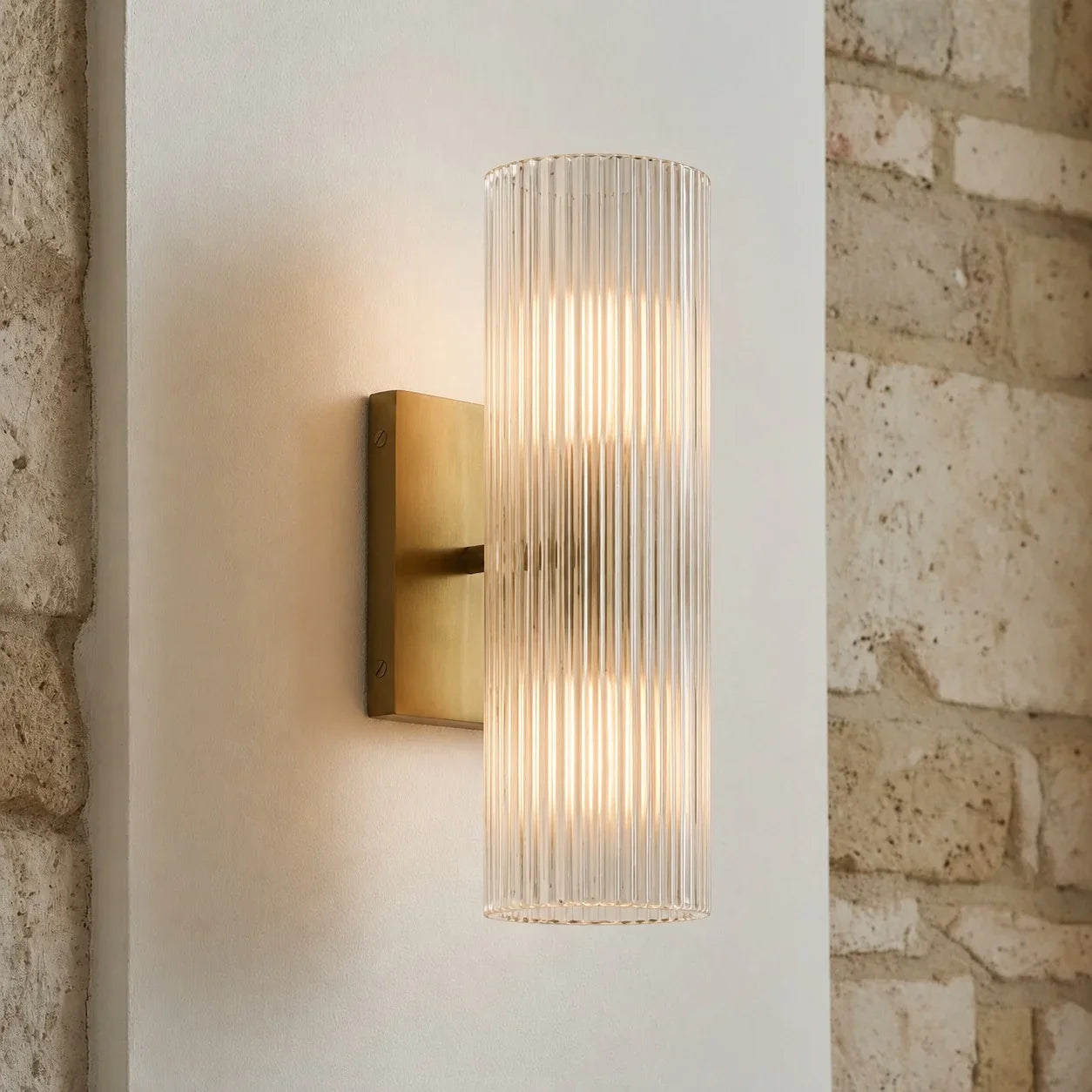 Wandlamp Badkamer Boven Spiegel 33 cm Albast of Geribbeld Glas Messing Brons Nikkel