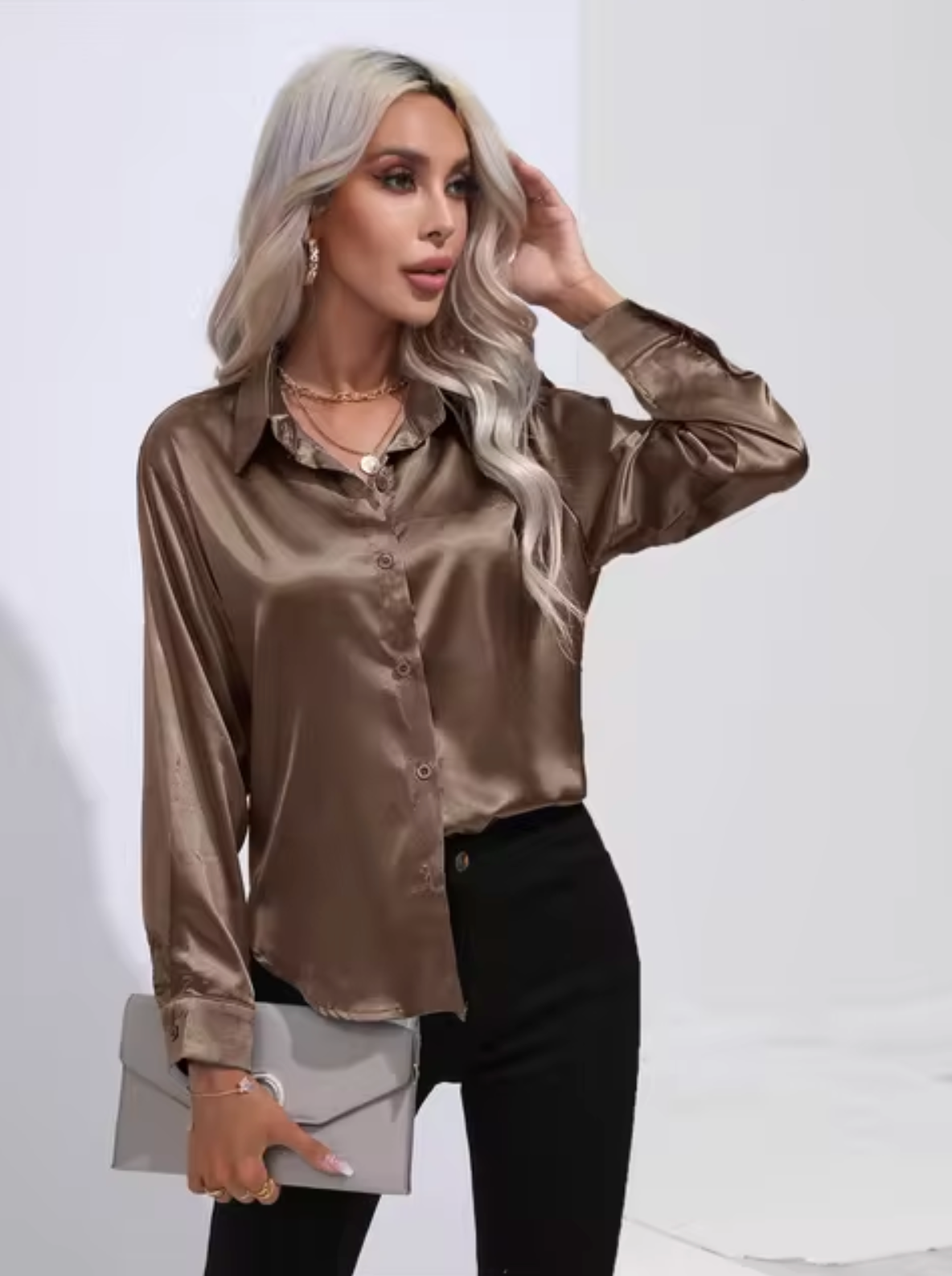 Elegante Blouse van Zijde met Hangertje