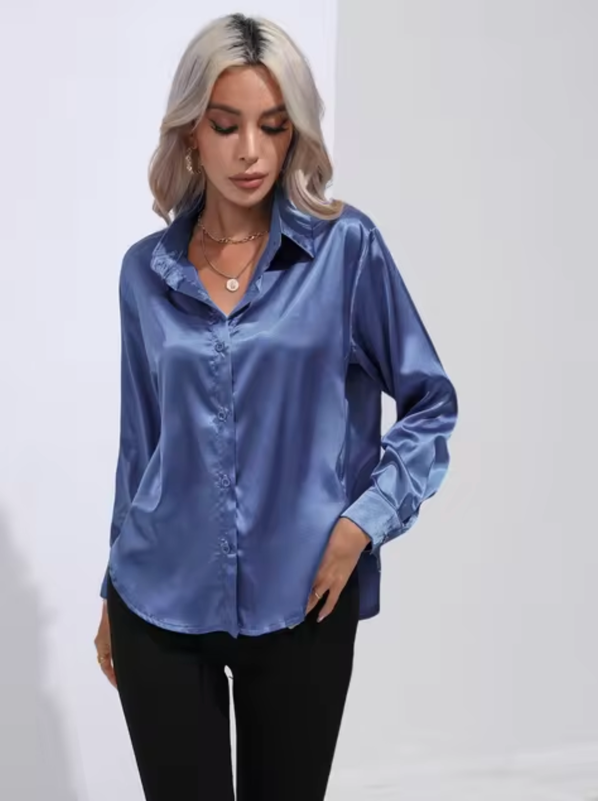 Elegante Blouse van Zijde met Hangertje