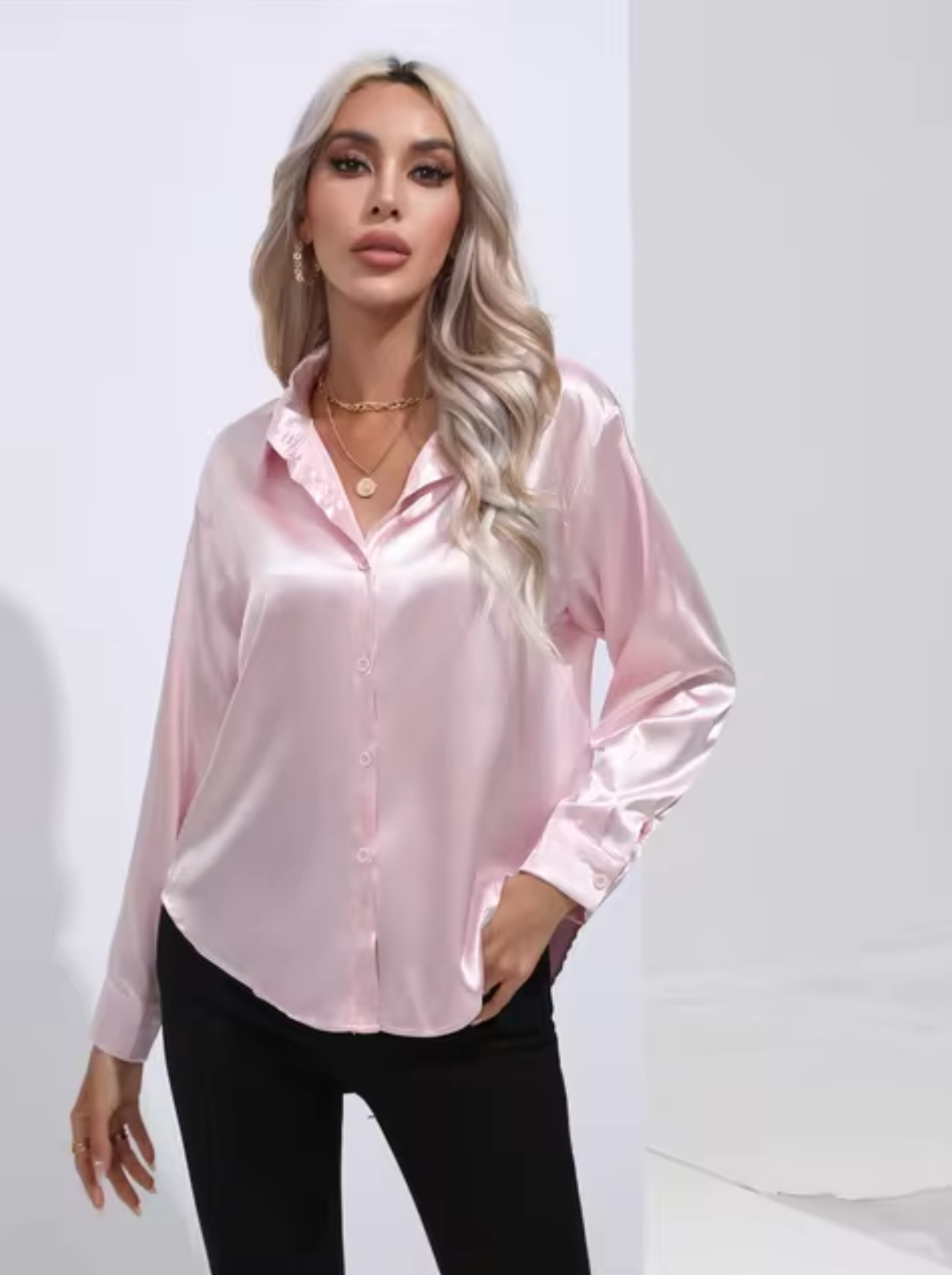 Elegante Blouse van Zijde met Hangertje