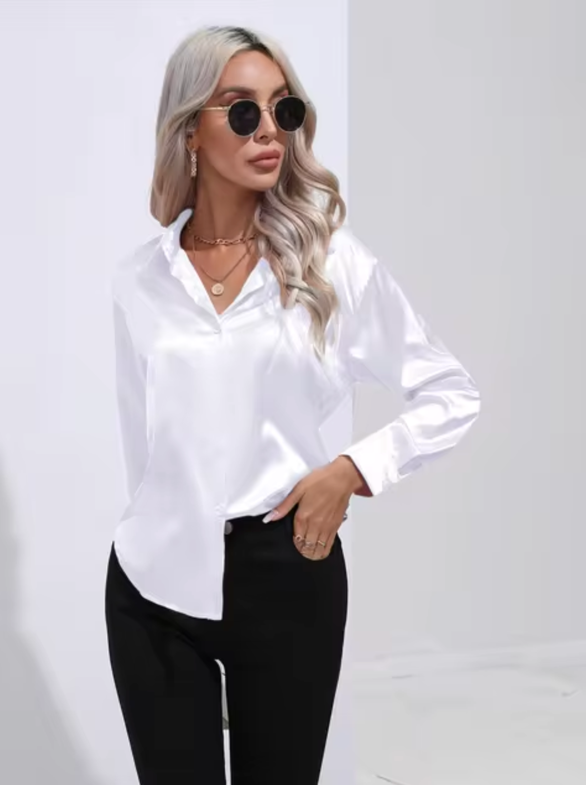 Elegante Blouse van Zijde met Hangertje