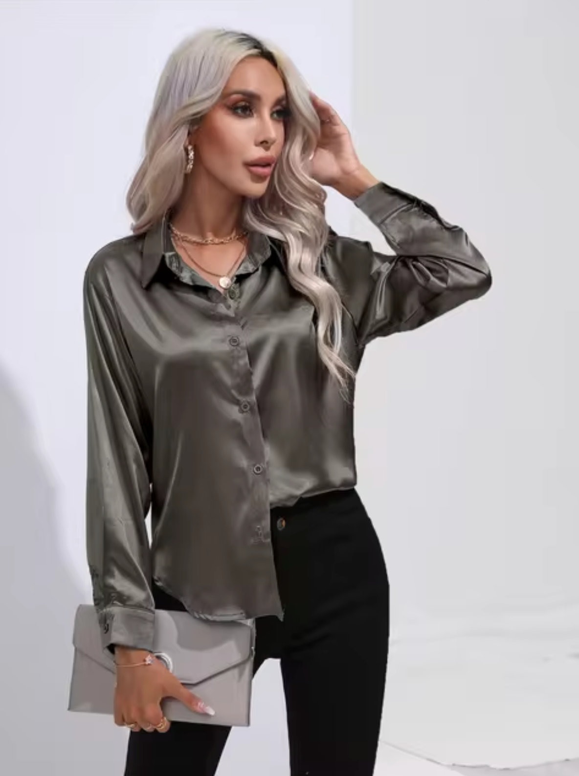 Elegante Blouse van Satijn voor Vrouw