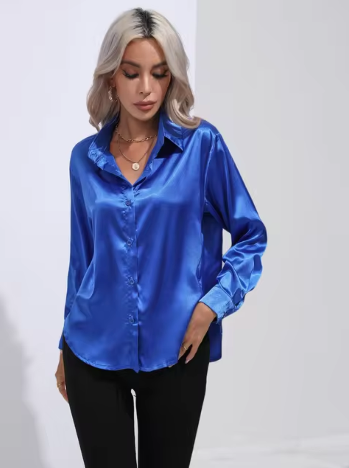 Elegante Blouse van Satijn voor Vrouw met Charme