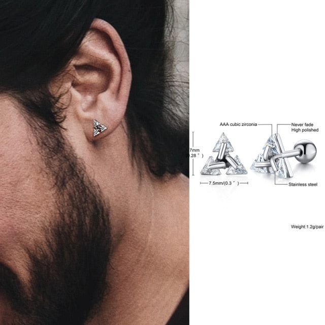 Minimalistische Driehoek Oorbellen Sterling Zilver Stud Geometrisch Design Unisex Oorstekers Moderne Sieraden