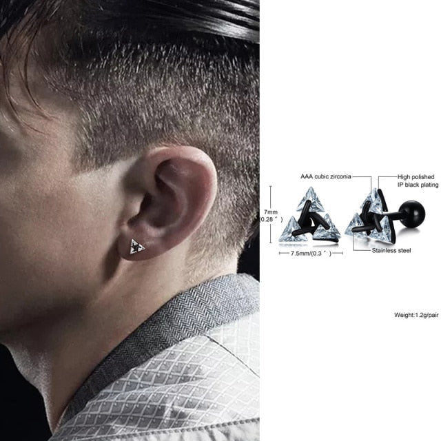Minimalistische Driehoek Oorbellen Sterling Zilver Stud Geometrisch Design Unisex Oorstekers Moderne Sieraden