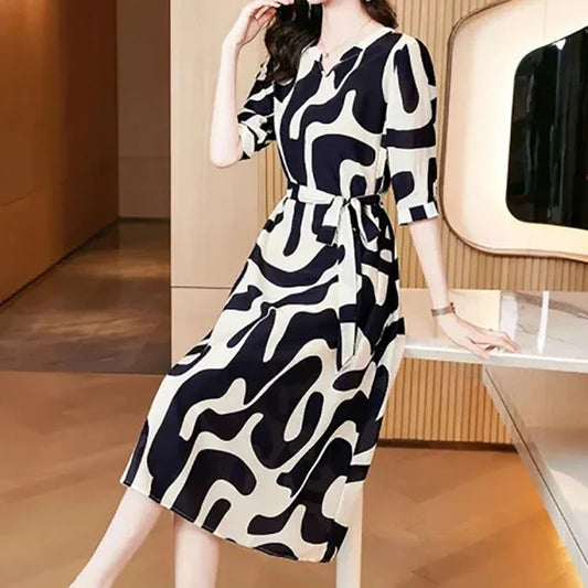 Kant-Up Jurk Mid-Lengte Elegante Vrouwelijke Stijl - StudioMarella