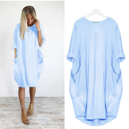 Oversized Jurk met Zakken Luchtige Zomerjurk