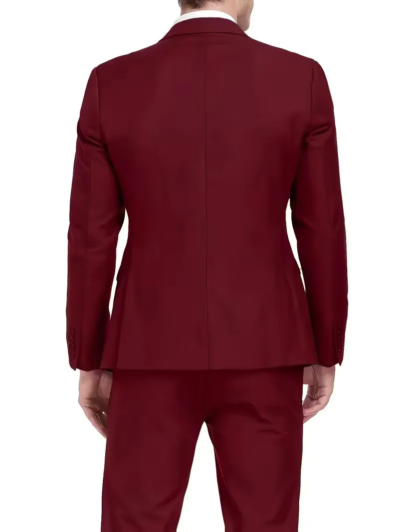 Driedelig heren pak met slim fit en glanzende afwerking