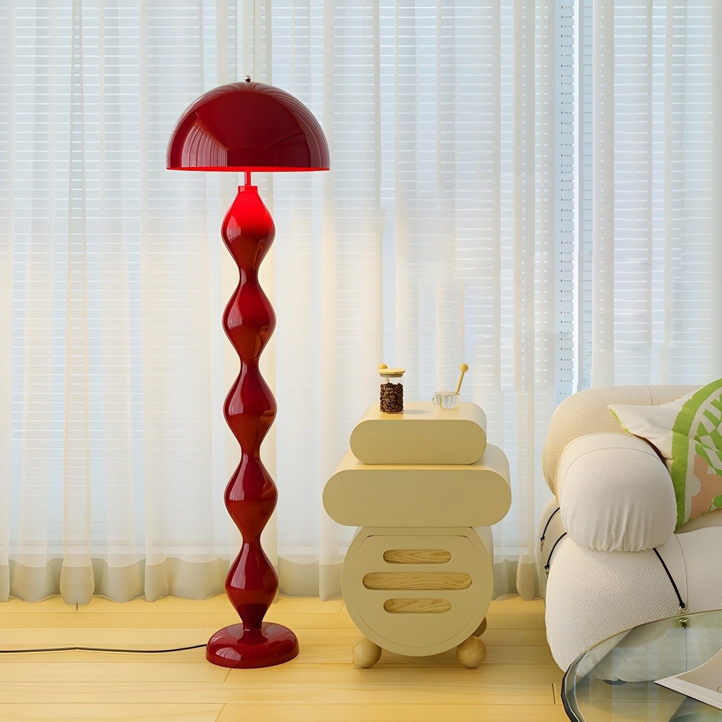 Paddenstoel Vloerlamp Gekleurd Hars 40cm Ø x 150cm H Art Deco Stijl Woon- en Slaapkamerverlichting Staande Lamp Modern Design