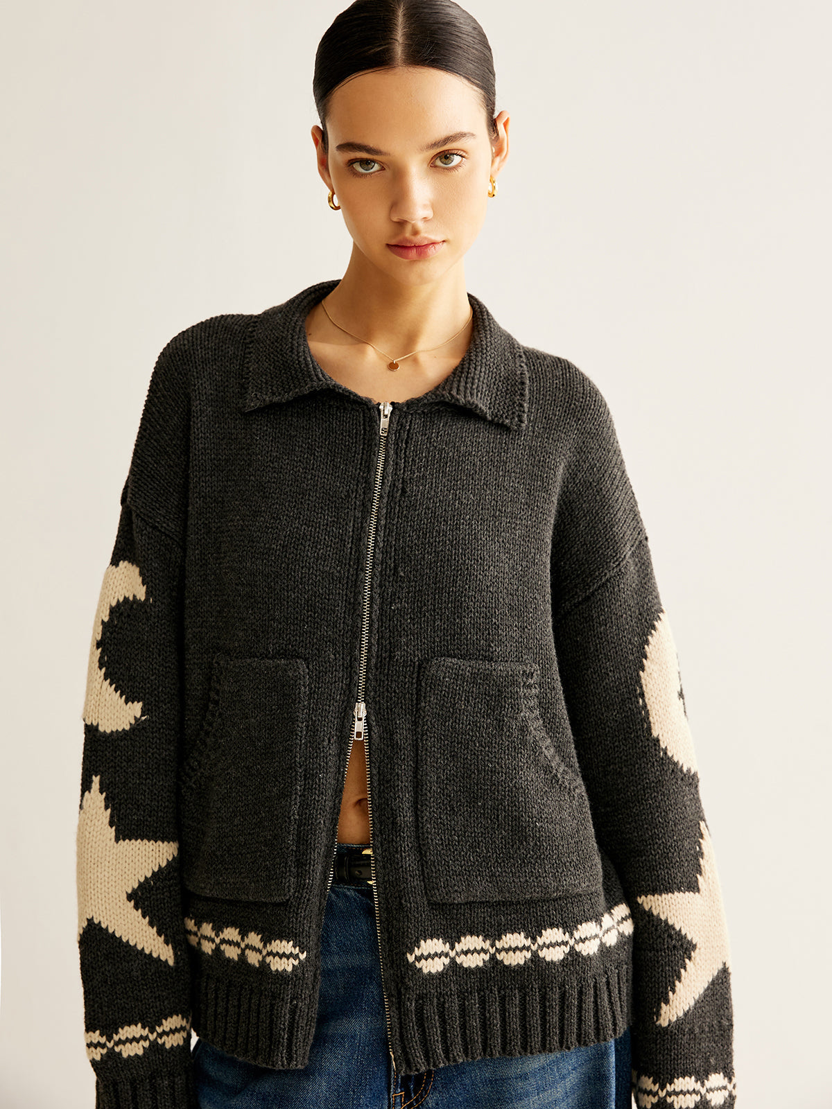 Dames Vest Jacquard Stretch casual stijl