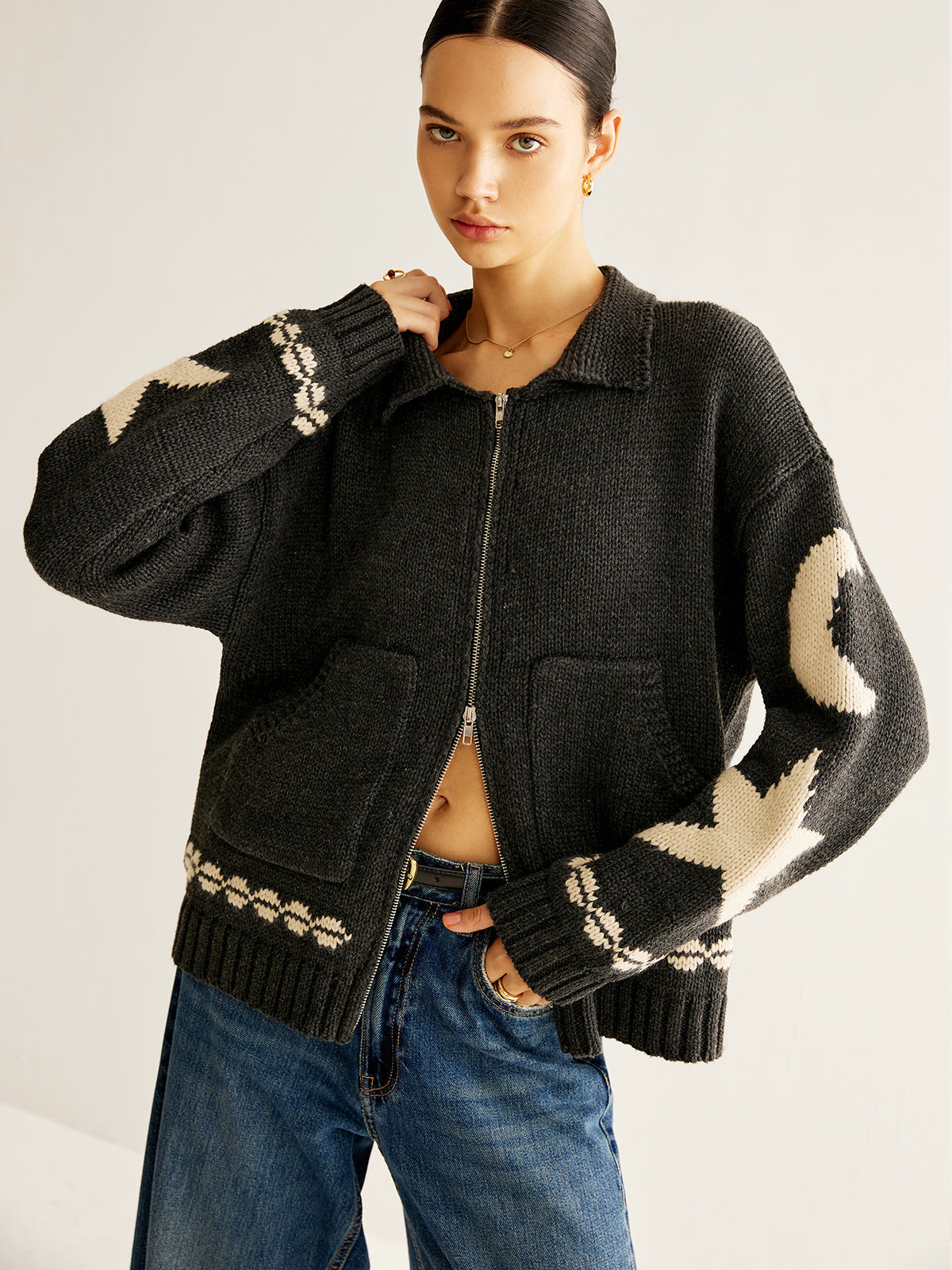 Dames Vest Jacquard Stretch casual stijl