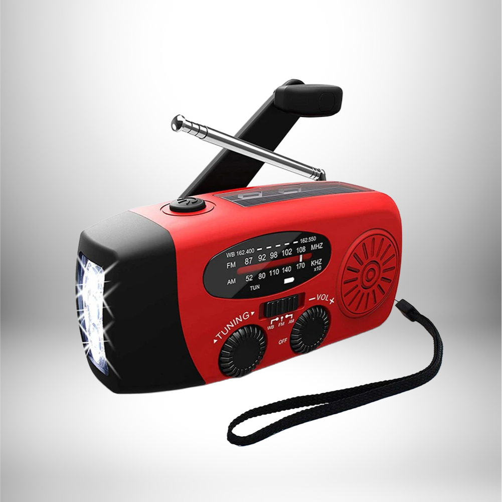 Noodradio met Handkurbel en Zonnepaneel voor Stroomuitval
