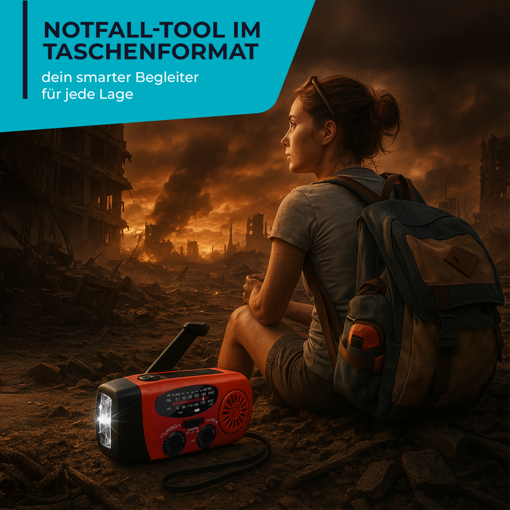 Noodradio met Handkurbel en Zonnepaneel voor Stroomuitval