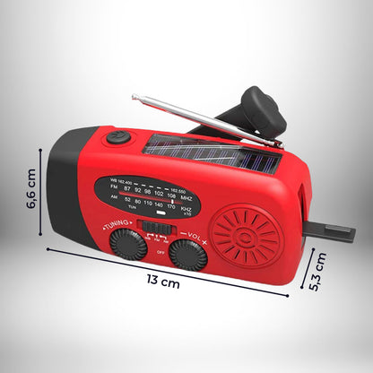 Noodradio met Handkurbel en Zonnepaneel voor Stroomuitval