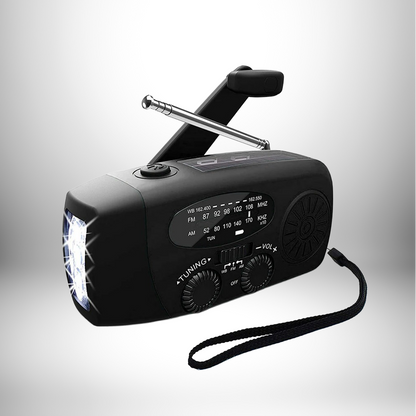 Noodradio met Handkurbel en Zonnepaneel voor Stroomuitval