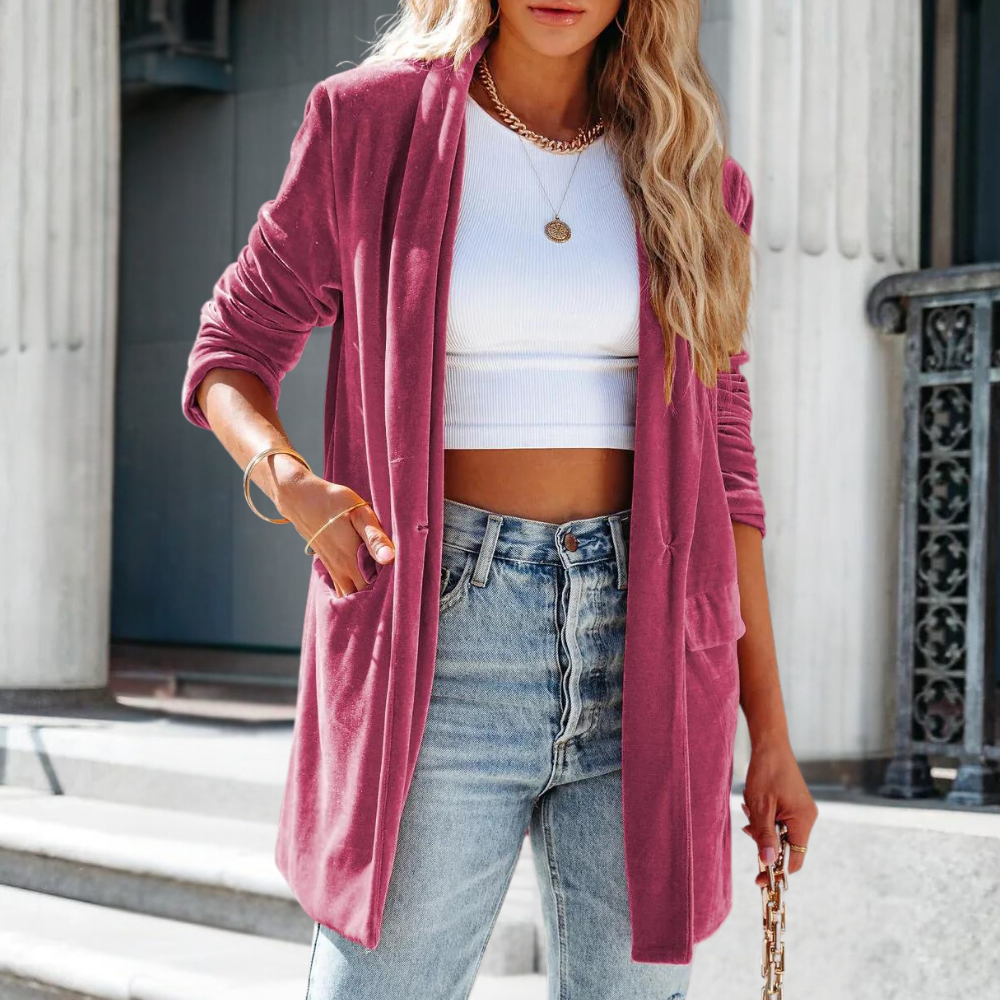 Zwart Fluwelen Jas Elegant Zomermodel