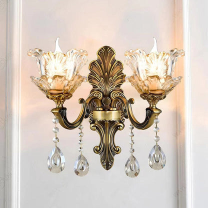 Vintage Wandlamp Goud Glas Dubbele Klassiek Warm Wit Licht Binnenwandlamp E14 Slaapkamer Woonkamer Hal Decoratief Verlichting Muurlamp