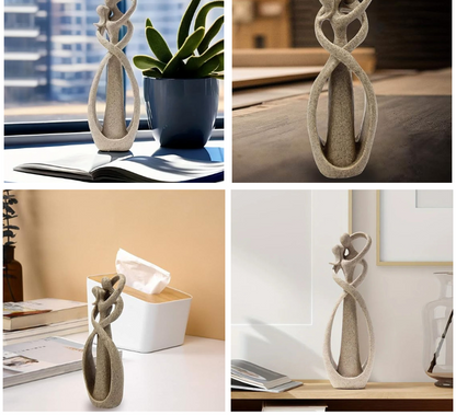 Abstract Liefdesbeeld van Zandsteen – Decoratief Sculptuur voor Interieur