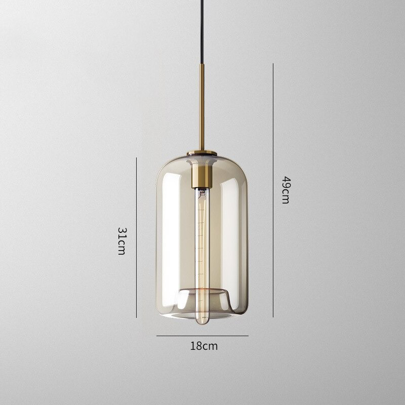 Glazen Hanglamp met Cognackleurige Kap – Stijlvolle Eetkamerverlichting in Verschillende Vormen
