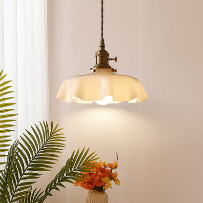 Franse stijl hanglamp messing glas 25 cm crème eetkamer verlichting vintage plafondlamp klassiek design keuken bar