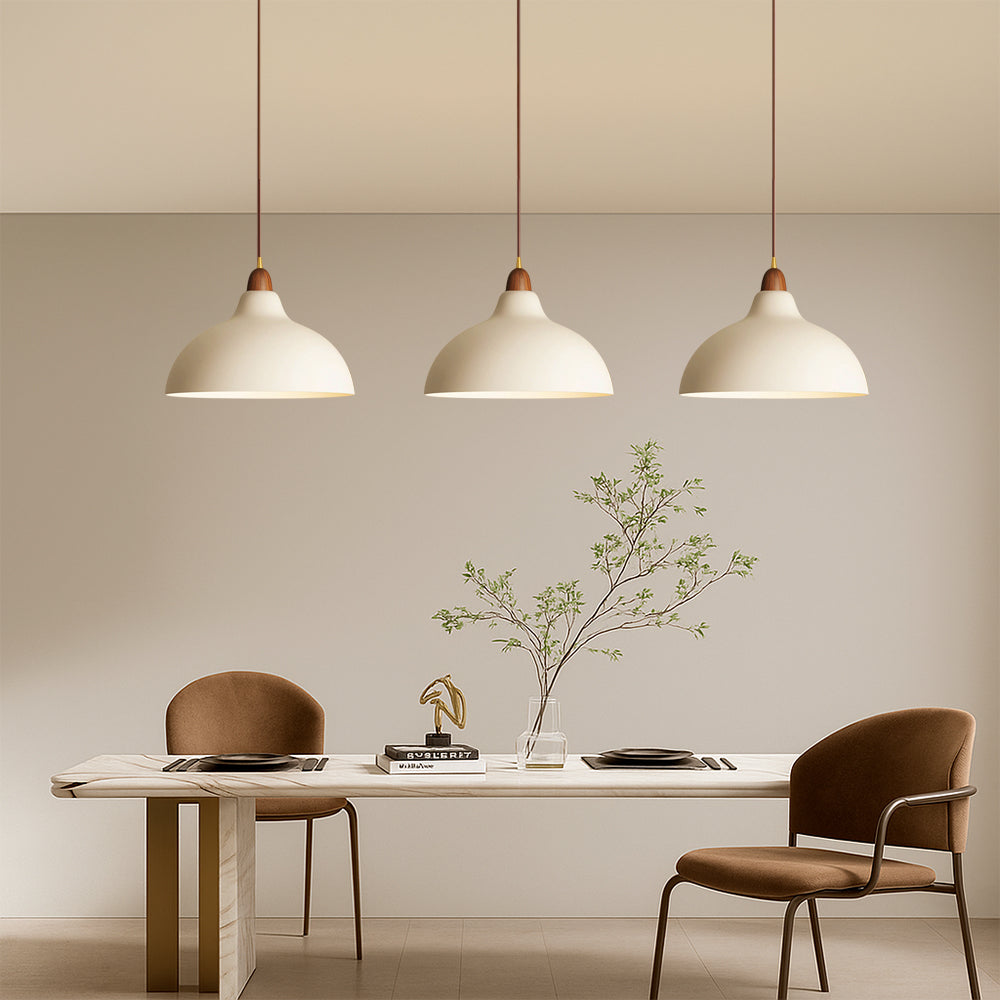 Scandinavische hanglamp hout metaal beige eetkamer keuken verlichting modern minimalistisch design E27 LED verstelbaar