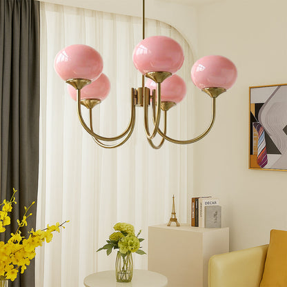 Marshmallow kroonluchter glas metaal roze eetkamer verlichting vintage design modern