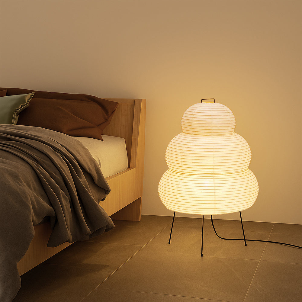 Rijstpapier staande lamp Ø40 x H23 inch wit woonkamer slaapkamer vloerlamp Japandi design sfeerlicht rijstpapier lamp