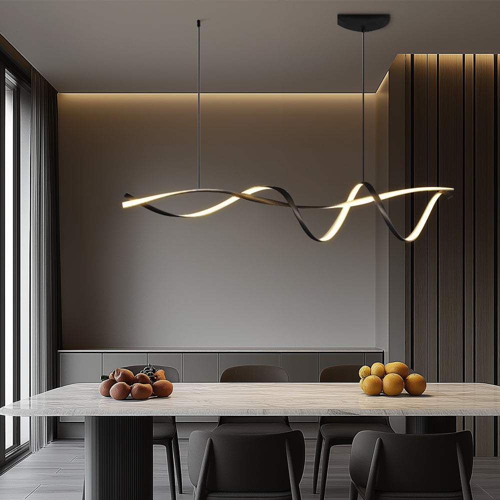 Scandinavische hanglamp keuken LED lineair L100-150cm zwart eettafel kookeiland moderne verlichting minimalistisch design dimbaar optioneel