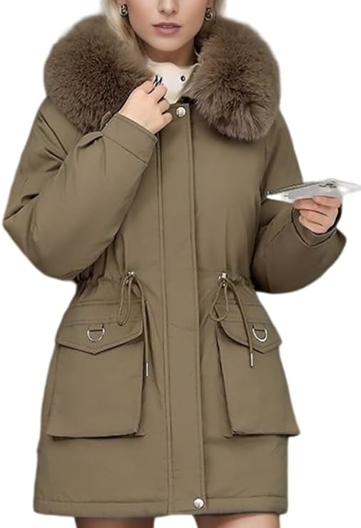 Donswitte Winterjas voor Vrouw Warm en Waterdicht