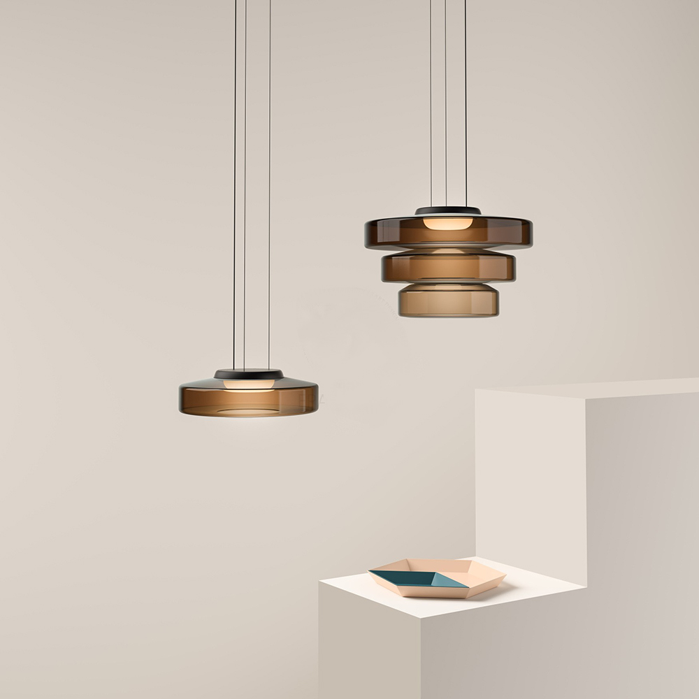 Hanglamp Glas Bauhaus Stijl LED 12W Rookgrijs Groen Amber 1-2-3 Lagen Woonkamer Keuken