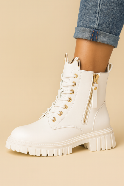 Dames Boots met Veters en Rits Modern Trendy Design - StudioMarella