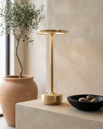 Oplaadbare LED Tafellamp met Dimfunctie Cilindervorm Metaal Draadloze Sfeerlamp