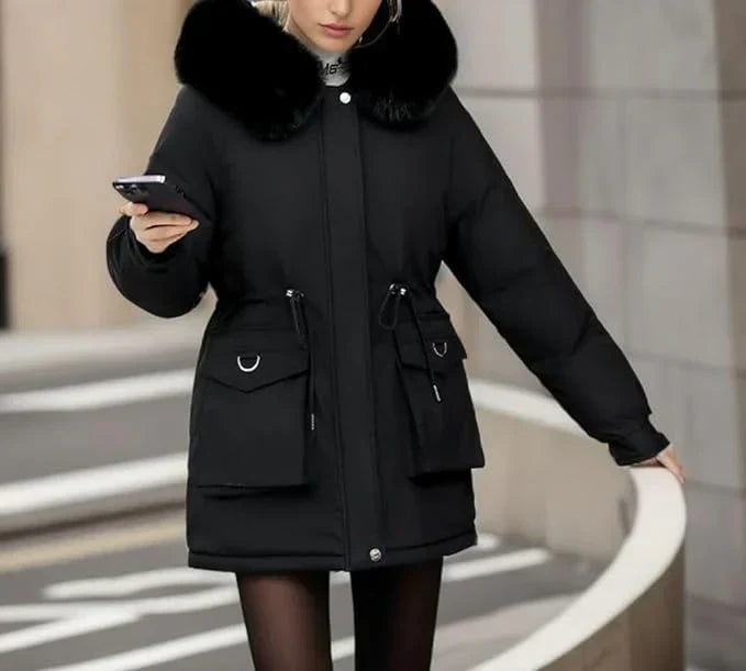 Donswitte Winterjas voor Vrouw Warm en Waterdicht