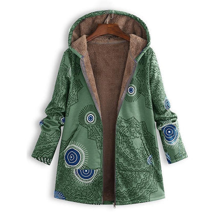 Vrouwelijke Fleece Jas Warm met Bohemian Print