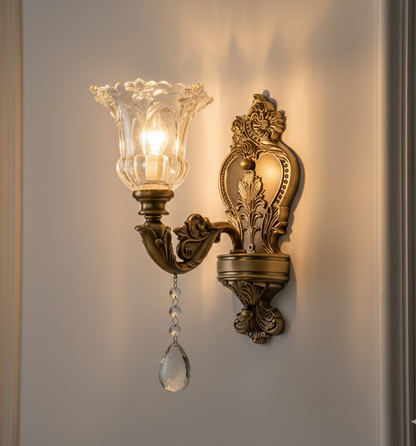 Vintage Wandlamp Goud Glas Dubbele Klassiek Warm Wit Licht Binnenwandlamp E14 Slaapkamer Woonkamer Hal Decoratief Verlichting Muurlamp