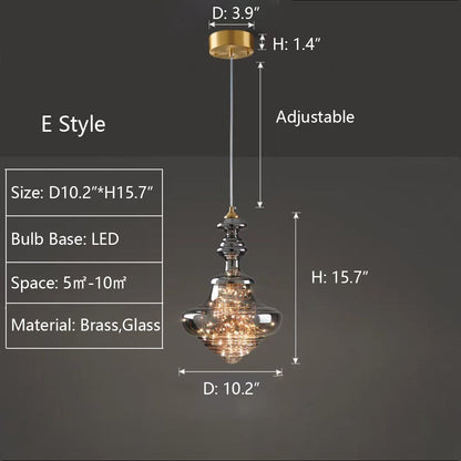 Grijze glazen hanglamp met sterrenhemel-effect voor eetkamer, bar of keukeneiland