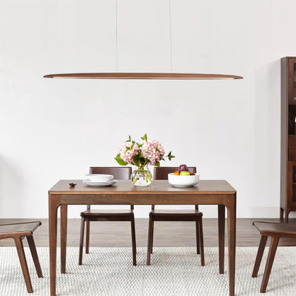 LED hanglamp hout lineair warm wit eettafel woonkamer kantoor minimalistisch Japandi design dimbaar keuken eiland verlichting