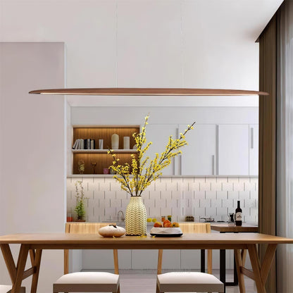 LED hanglamp hout lineair warm wit eettafel woonkamer kantoor minimalistisch Japandi design dimbaar keuken eiland verlichting
