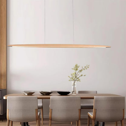 LED hanglamp hout lineair warm wit eettafel woonkamer kantoor minimalistisch Japandi design dimbaar keuken eiland verlichting