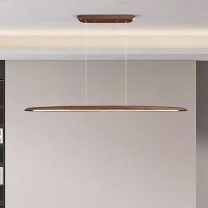 LED hanglamp hout lineair warm wit eettafel woonkamer kantoor minimalistisch Japandi design dimbaar keuken eiland verlichting