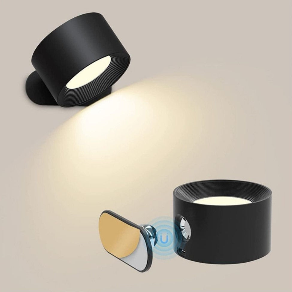 Wandlamp Draadloos Oplaadbaar Dimbaar 360° Roteerbaar Touch Afstandsbediening Wit Zwart Hout