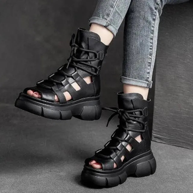 Vrouwen Sandalen van PU Leer Retro Stijl - StudioMarella