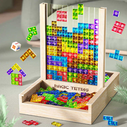 Houten Tetris Legpuzzel | Educatief Puzzelspel voor het Hele Gezin | Duurzaam Hout met Kleurrijke Blokken