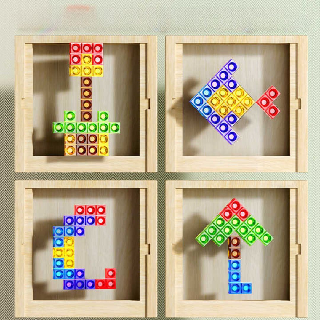 Houten Tetris Legpuzzel | Educatief Puzzelspel voor het Hele Gezin | Duurzaam Hout met Kleurrijke Blokken