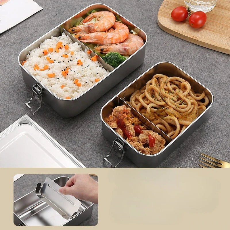 Roestvrijstalen Lunchboxen Set Duurzame Voedselopslag 3-Delig Vakjessysteem voor Lunch Onderweg