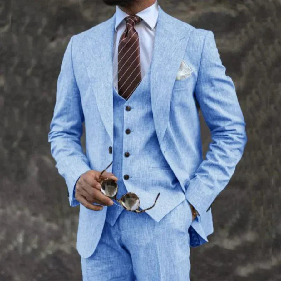 Heren Driedelig Pak Blazer Gilet en Pantalon Maatwerk Stijl
