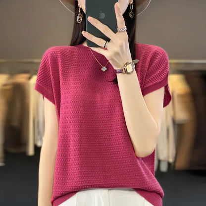 Vrouwelijke Zomertop IJskoude Zijde Batwing T-shirt