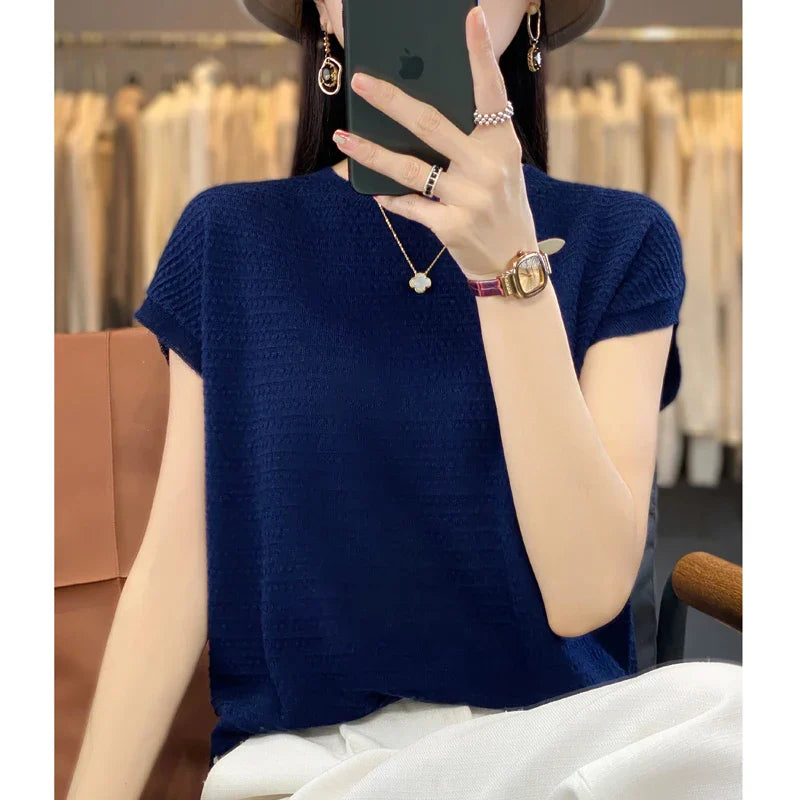 Vrouwelijke Zomertop IJskoude Zijde Batwing T-shirt