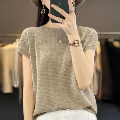 Vrouwelijke Zomertop IJskoude Zijde Batwing T-shirt