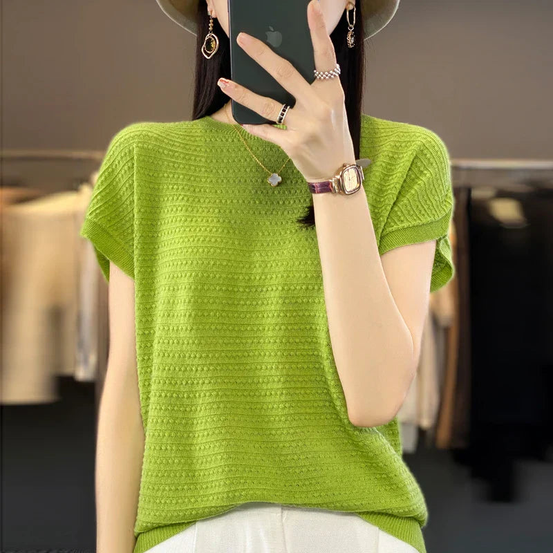 Vrouwelijke Zomertop IJskoude Zijde Batwing T-shirt - StudioMarella